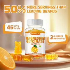 90 count bottle of Magnesium Glycinate Gummies, orange flavor