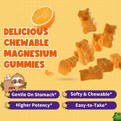 60-count orange bottle of Magnesium Gummies for Kids