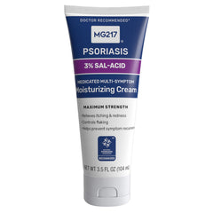 MG217 Medicated Psoriasis Cream tube front for easy application.