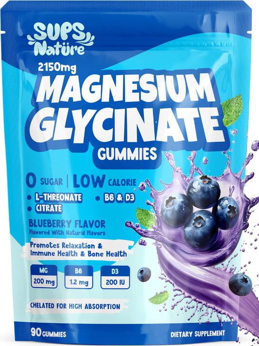Blueberry flavor magnesium glycinate gummies bottle