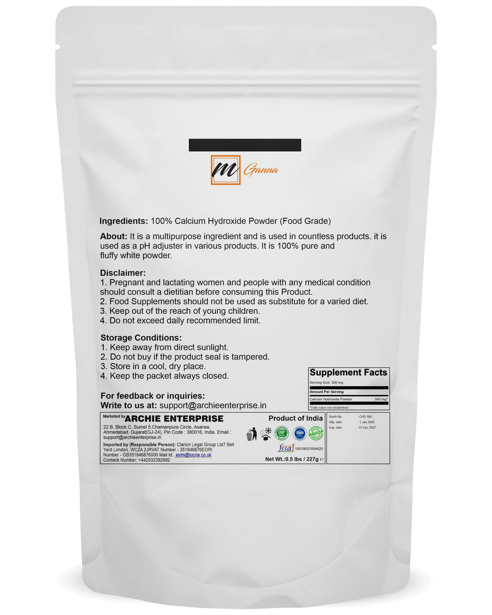 Close-up of Calcium Hydroxide powder texture