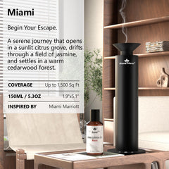 Close-up of Miami diffuser oil bottle with pear scent