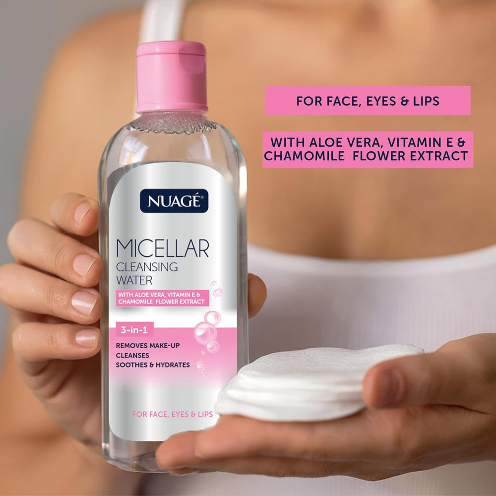 Micellar Water removing makeup smoothly with minimal eye area tugging