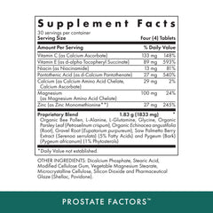 Bottle of Michael's Prostate Factors with cap off showing tablets
