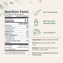 Micro Ingredients Acerola powder scoop shows easy daily measurement.