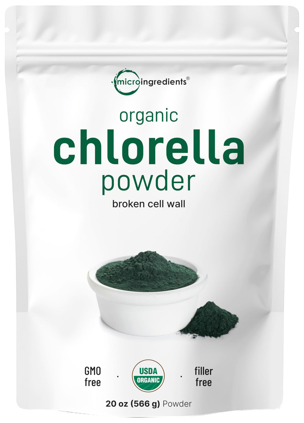 Product image: Micro Ingredients Organic Chlorella Powder 20 oz broken cell wall pouch