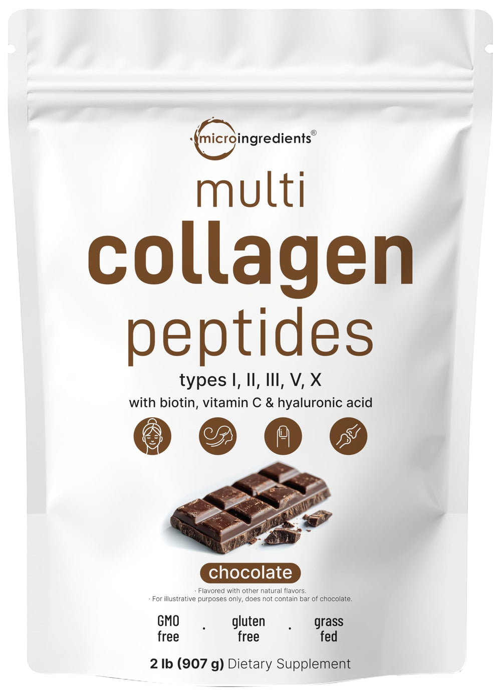 Chocolate collagen peptides powder 2 lb bottle