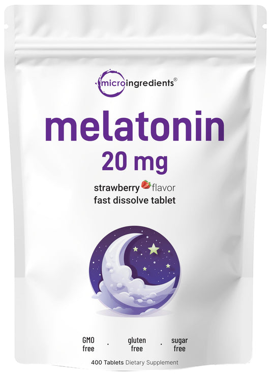 Hero image of Micro Ingredients Melatonin 20mg 400 tablets with natural strawberry flavor