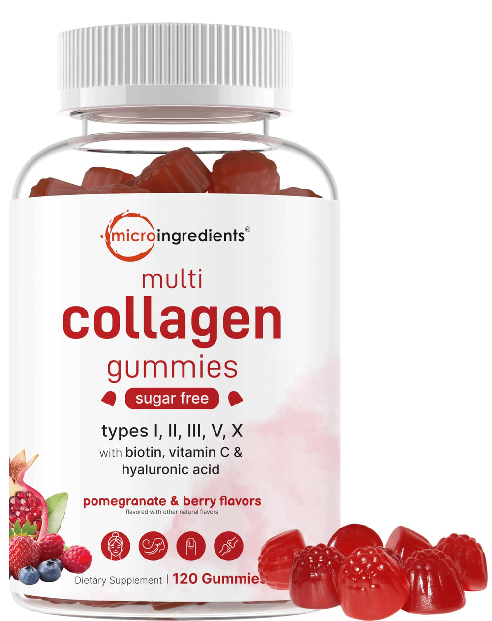 Front view of Micro Ingredients Multi Collagen Gummies bottle