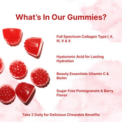 Close-up of pomegranate and berry flavor gummies