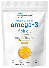 Micro Ingredients Omega-3 Fish Oil bottle with lemon flavor