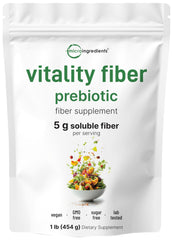Front view of Micro Ingredients Vitality Prebiotic Fiber Powder 1lb pouch