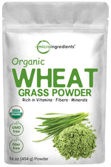 Front view of Micro Ingredients Organic Wheat Grass Powder 16 oz bottle