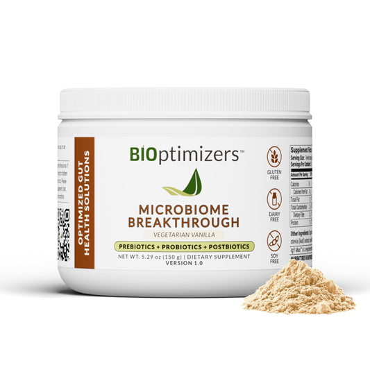 Tub of Microbiome Breakthrough Vanilla Gut Support Powder 30 servings