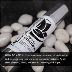 Microderm GLO Firming Moisturizer ingredients label featuring hyaluronic acid and resveratrol.