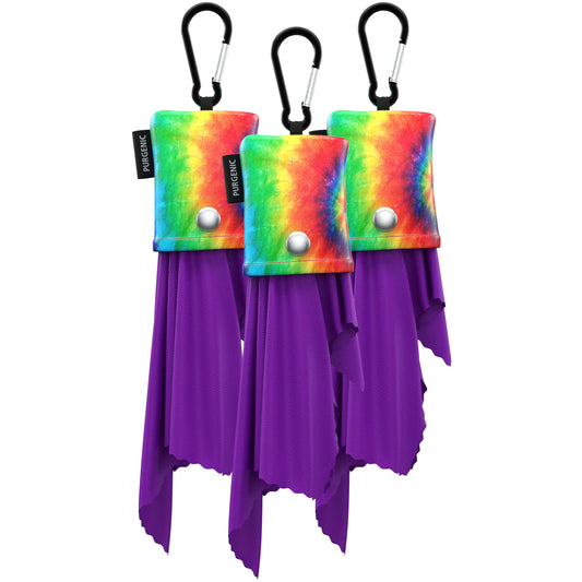 Tie-dye microfiber cleaning cloths with carry pouches (3-pack)