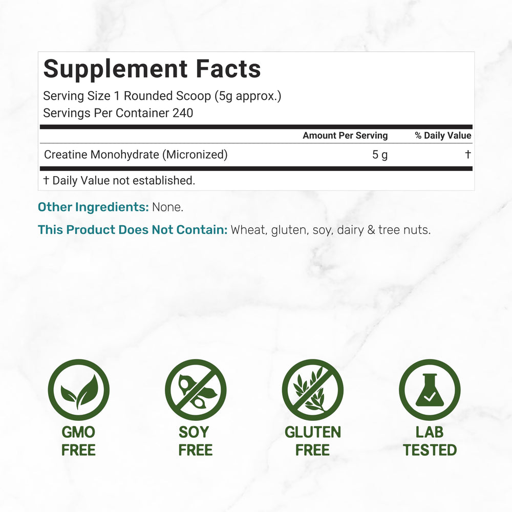 Micronized unflavored creatine monohydrate powder