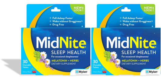Two boxes of MidNite Cherry Gummies sleep supplement (30 chewables each)