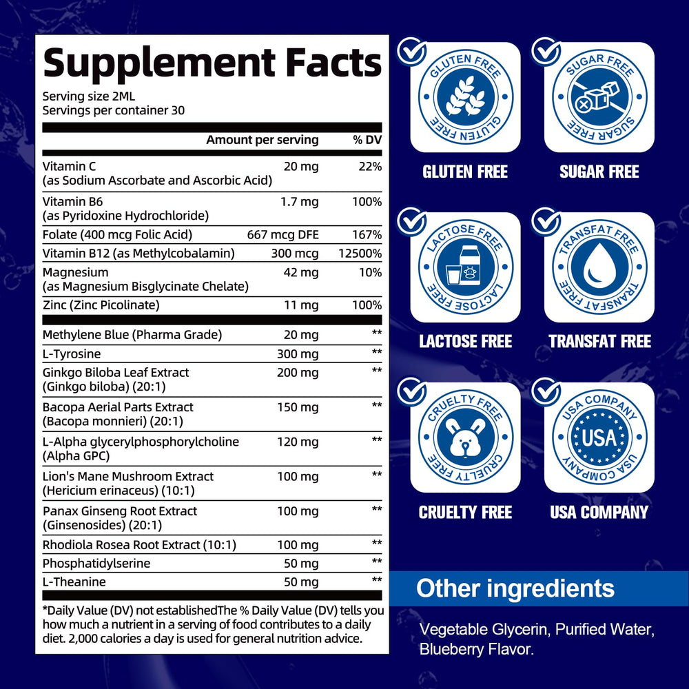 Close-up of Migcopat label showing Methylene Blue Drops