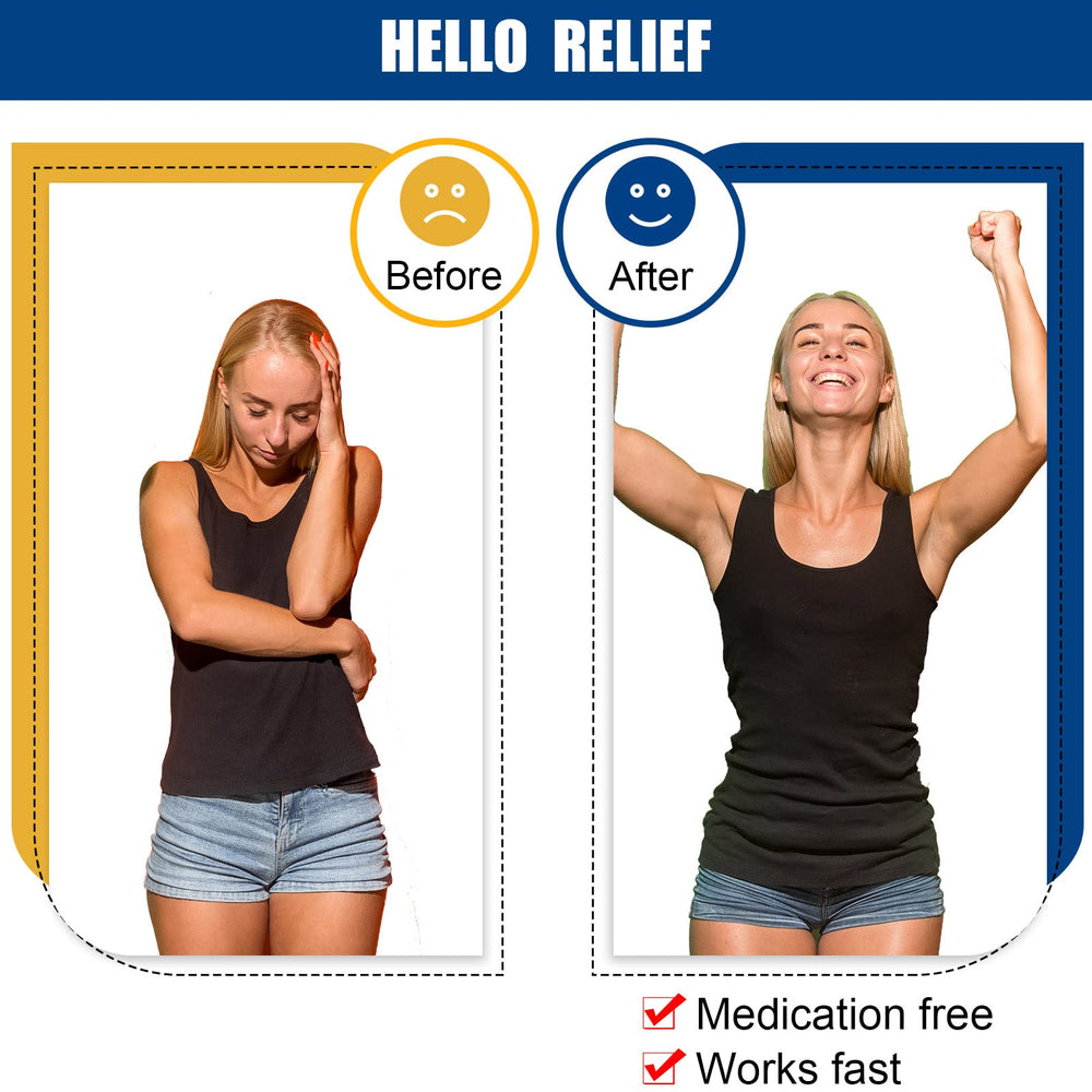 Two-color migraine relief clips arranged for display