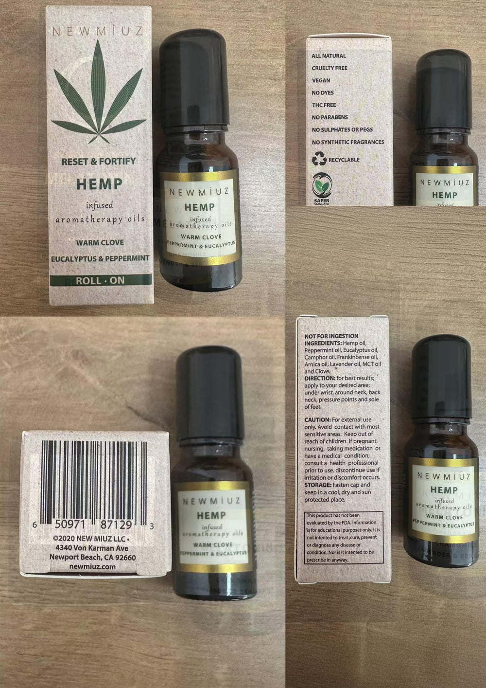 Earth-toned packaging emphasizing natural essential oils