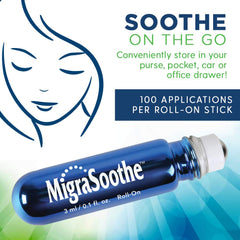 Portable MigraSoothe roll-on bottle for on-the-go relief