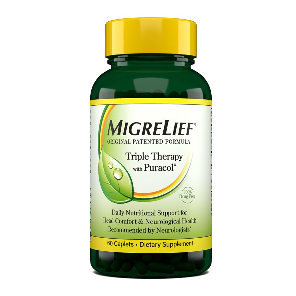 MigreLief original bottle front for migraine support and daily use.