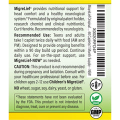 Puracol feverfew ingredient highlight from MigreLief packaging.
