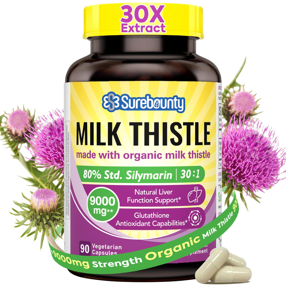 Milk thistle 9000 mg equivalent with 30X extract and 80% silymarin