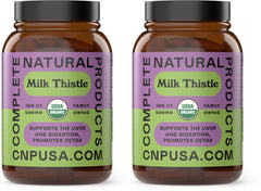 Milk thistle capsules bottle label showing 500 mg per capsule