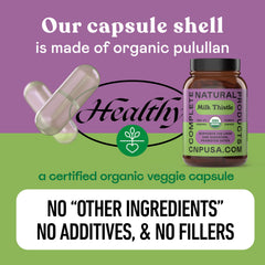 Ingredient and silymarin content label on milk thistle packaging