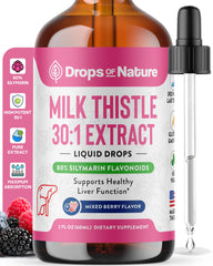 Bottle of Milk Thistle Drops with 80% silymarin in Mixed Berry flavor