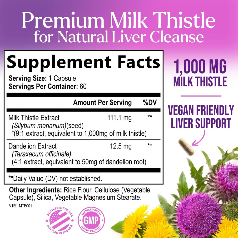 Bottle label showing Silymarin Marianum content
