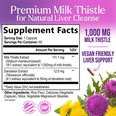 Bottle label showing Silymarin Marianum content