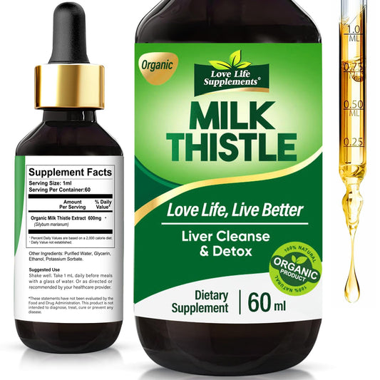 Milk Thistle Liquid Supplement bottle with dropper (2oz)