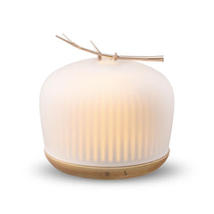 Mimicat diffuser: 230ml glass diffuser with white frosted glass dome and wooden base