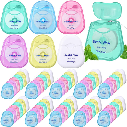 Mimorou 48-pack dental floss bulk in multicolor case