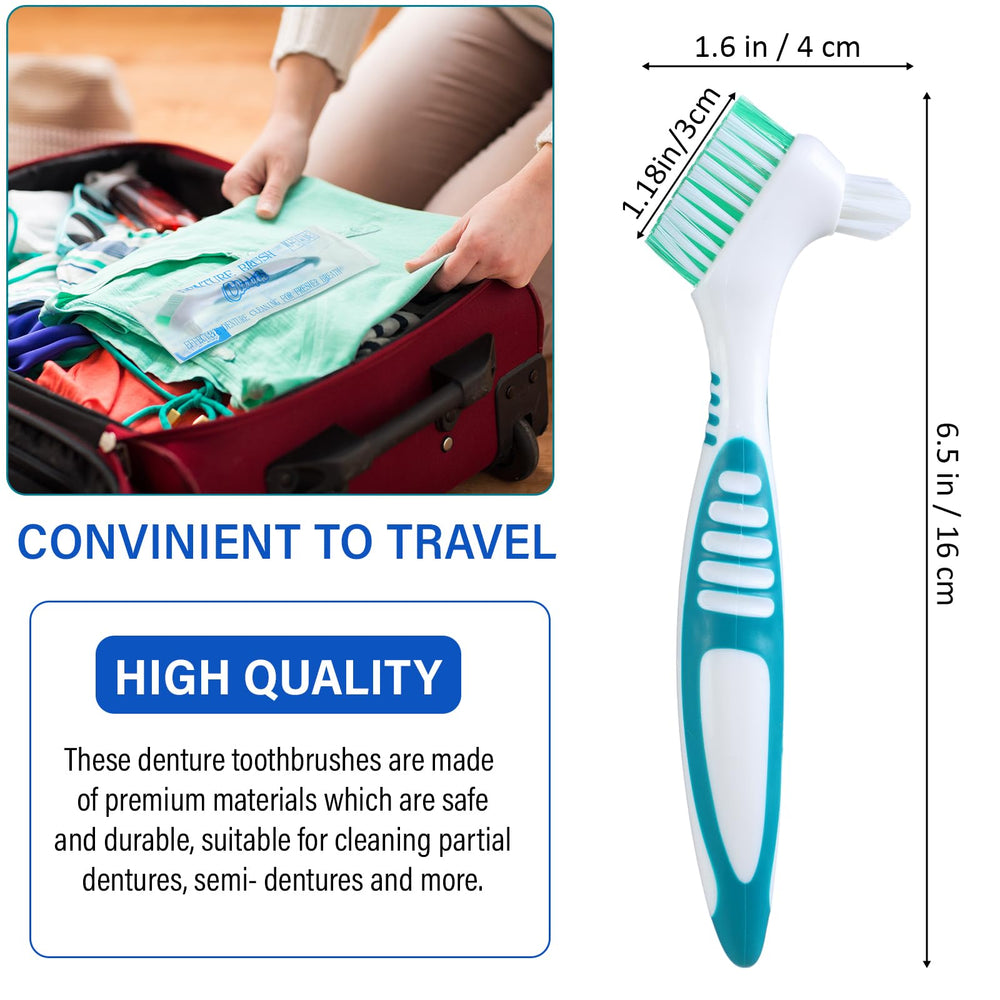 Double-sided denture brush head with multi-layer bristles
