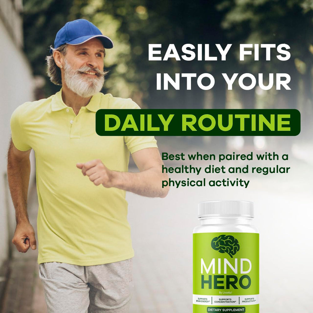 Nutrition facts label for Mind Hero capsules