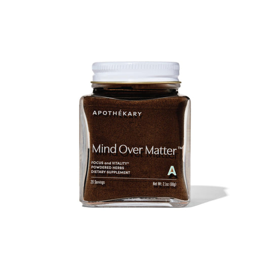 Apothékary Mind Over Matter cognitive support powder jar close-up