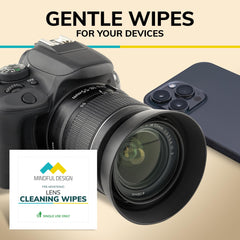 Compact travel-ready packaging with Mindful Design Lens Cleaning Wipes