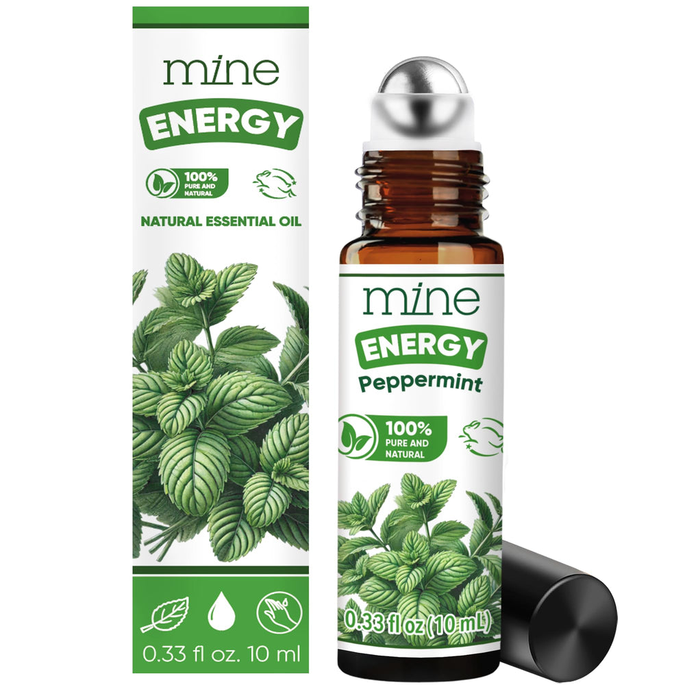 Mine Peppermint Essential Oil Roll On bottle on white background