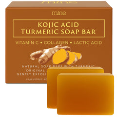 Mine Turmeric Kojic Acid Soap Bar lather reveals natural golden glow.