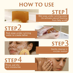 Mine Turmeric Kojic Acid Soap Bar on skin for face and body.