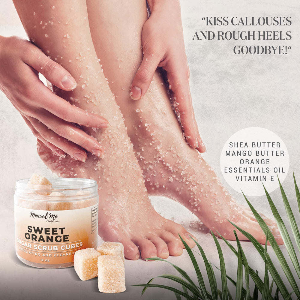 In-shower use of Sweet Orange cube scrub for full-body polish