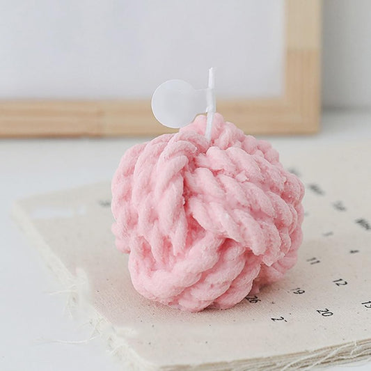 Pink Mini Yarn Aromatherapy Candle front view with natural soy wax