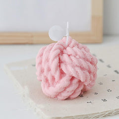 Pink Mini Yarn Aromatherapy Candle front view with natural soy wax