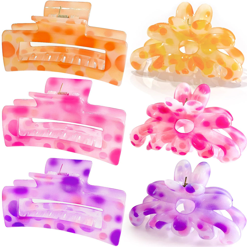 Miniluck big flower hair clip with square design holds thick hair securely