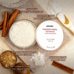 Minty cinnamon flavor with peppermint oil toothpowder