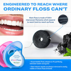 Mint flavored floss with activated charcoal